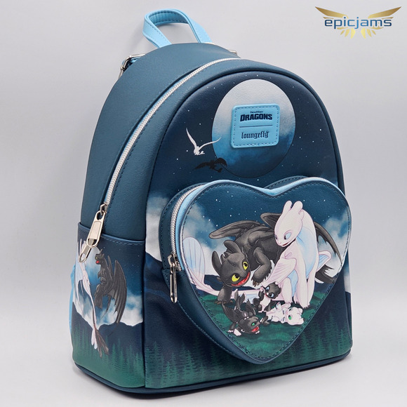 Loungefly How To Train Your Dragon Toothless & Light Fury Babies Mini Backpack - Picture 2 of 5